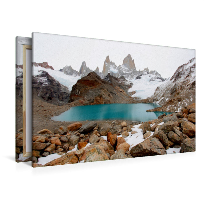 Premium Textil-Leinwand Premium Textil-Leinwand 120 cm x 80 cm quer Laguna de los Tres und Mount Fitz Roy, Los Glaciares Nationalpark, Argentinien