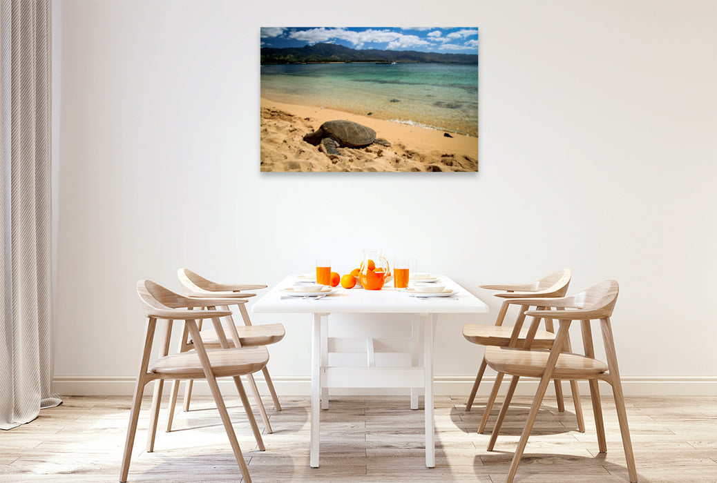 Toile textile premium Toile textile premium 120 cm x 80 cm paysage Haleiwa Beach - Oahu 