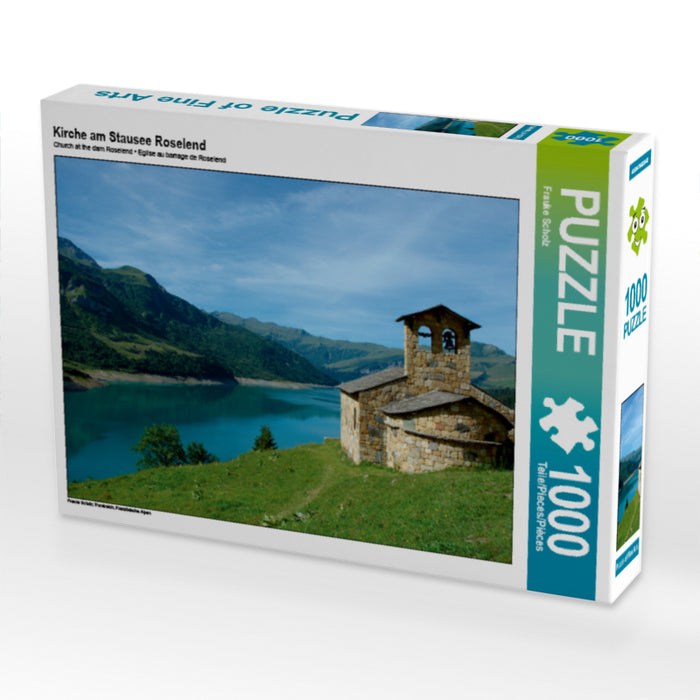 Kirche am Stausee Roselend - CALVENDO Foto-Puzzle - calvendoverlag 29.99