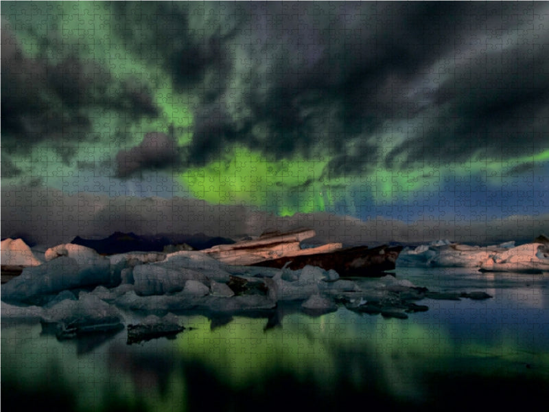 Polarlicht über dem Jökulsarlon - CALVENDO Foto-Puzzle - calvendoverlag 29.99