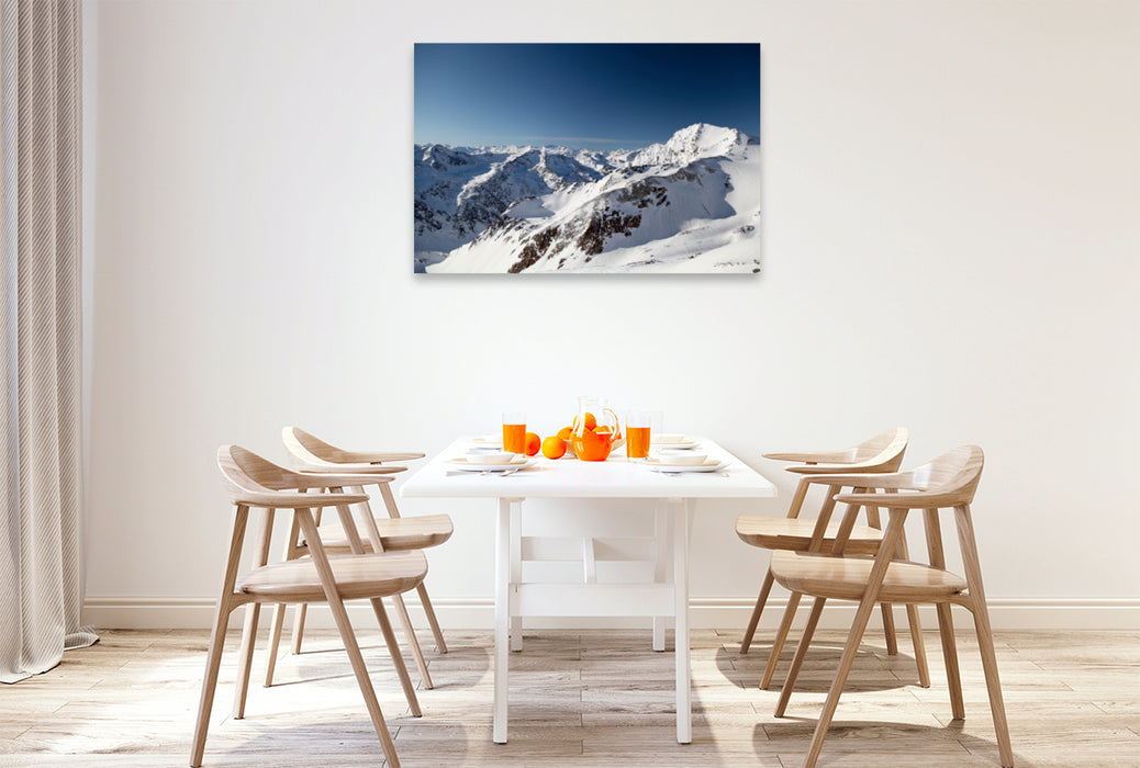 Toile textile haut de gamme Toile textile haut de gamme 120 cm x 80 cm paysage Domaine skiable du glacier de Stubai