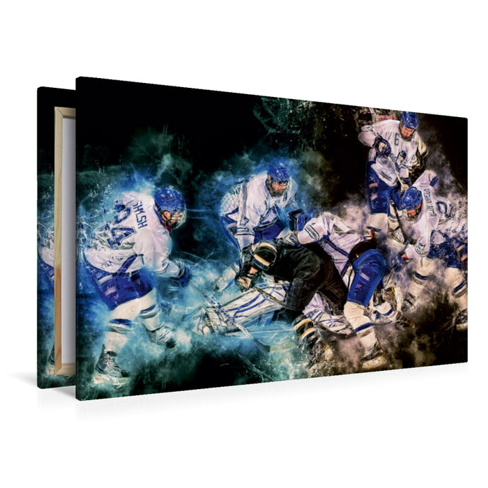 Premium Textil-Leinwand Premium Textil-Leinwand 120 cm x 80 cm quer Eishockey