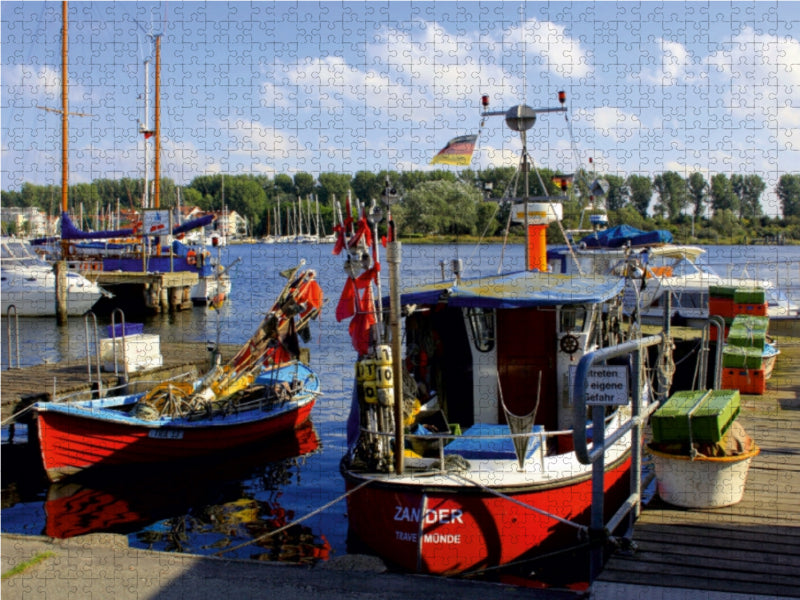 Fischerhafen Travemünde an der Hafeneinfahrt - CALVENDO Foto-Puzzle - calvendoverlag 29.99