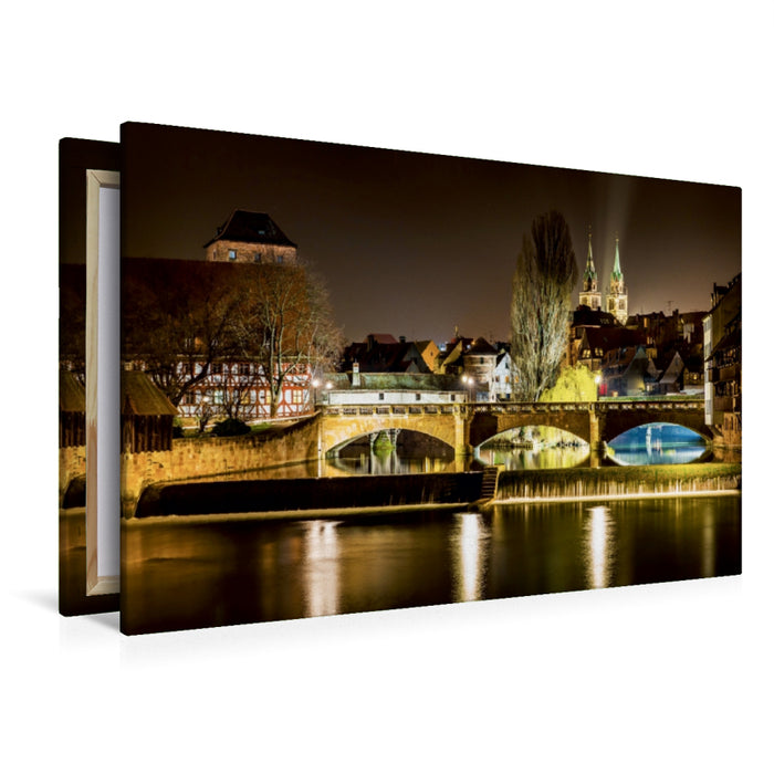 Premium Textil-Leinwand Premium Textil-Leinwand 120 cm x 80 cm quer Blick auf die Maxbrücke vom Kettensteg aus