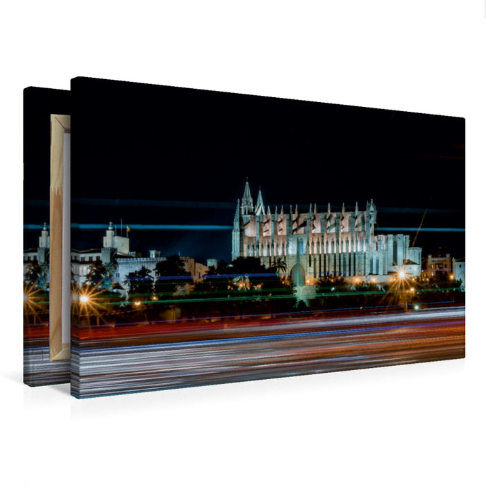 Premium Textil-Leinwand Premium Textil-Leinwand 75 cm x 50 cm quer Abendstimmung Kathedrale "La Seu" Palma