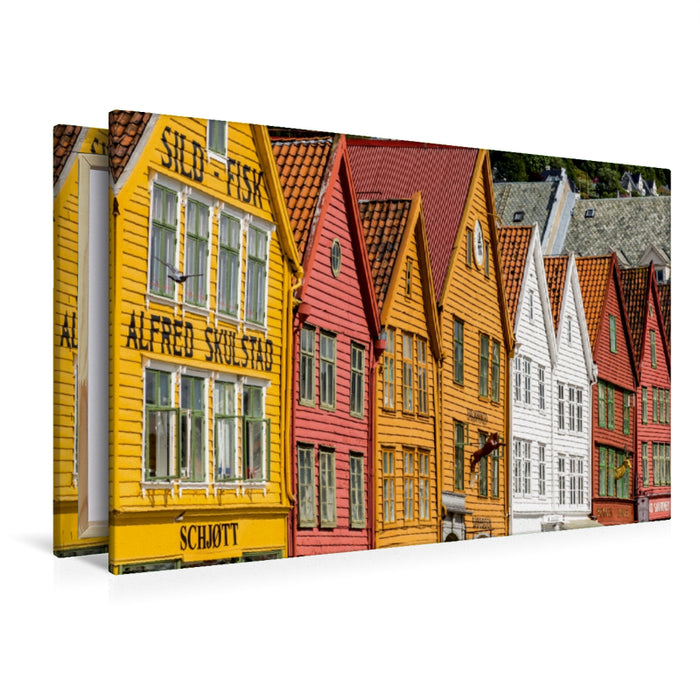 Premium Textil-Leinwand Premium Textil-Leinwand 120 cm x 80 cm quer Bryggen, Bergen