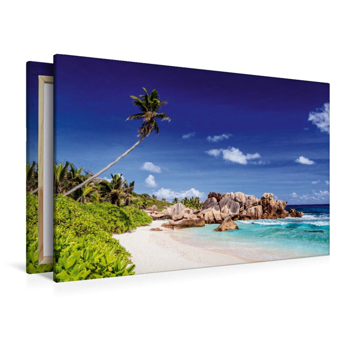 Premium Textil-Leinwand Premium Textil-Leinwand 120 cm x 80 cm quer Anse Cocos - La Digue