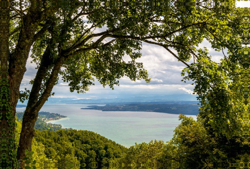 Toile textile haut de gamme Toile textile haut de gamme 120 cm x 80 cm Paysage Vue automnale depuis le magnifique Haldenhof sur le lac de Constance 