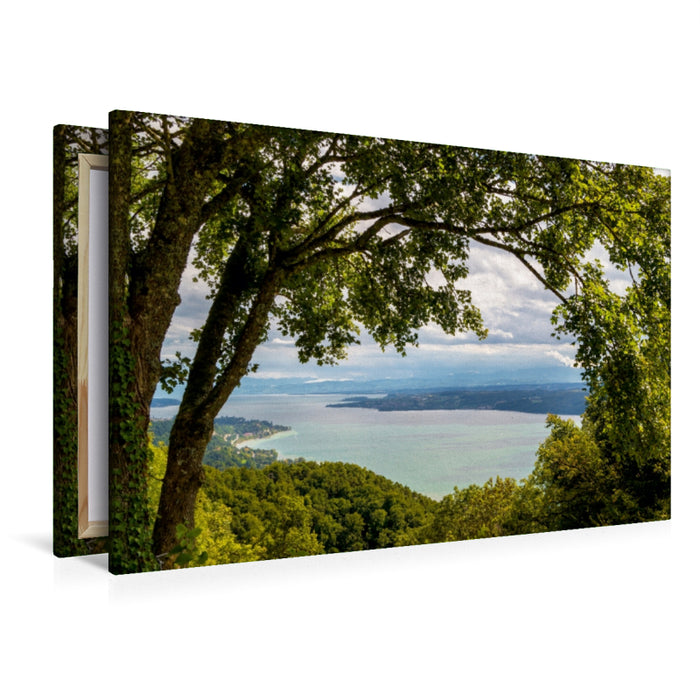 Toile textile haut de gamme Toile textile haut de gamme 120 cm x 80 cm Paysage Vue automnale depuis le magnifique Haldenhof sur le lac de Constance 