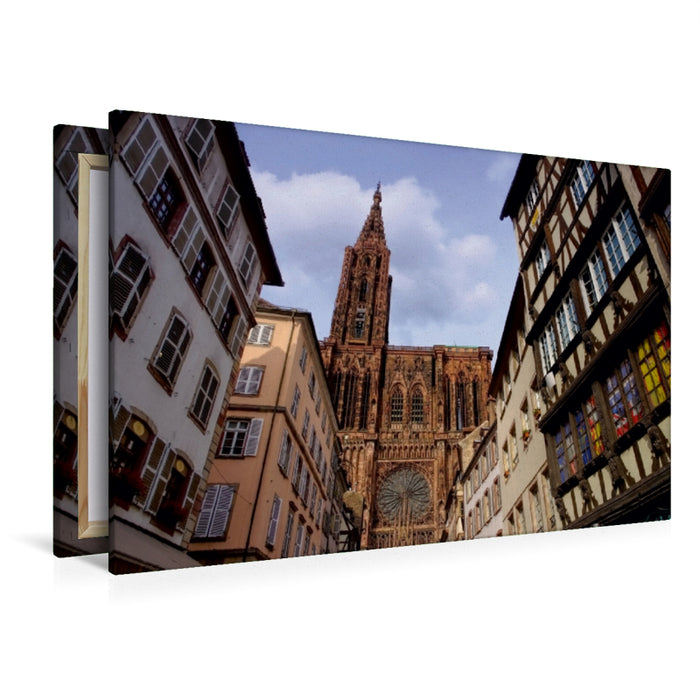 Toile textile premium Toile textile premium 120 cm x 80 cm traversée Cathédrale de Strasbourg 