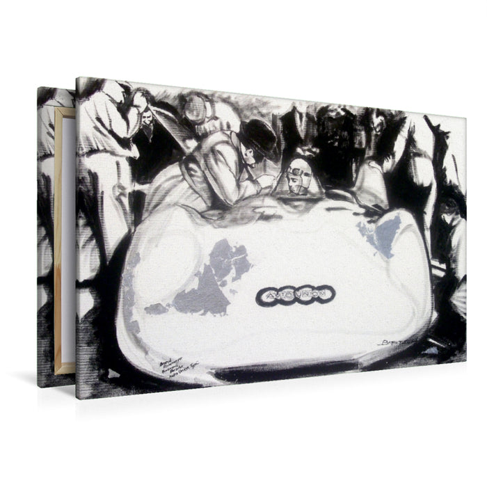 Premium Textil-Leinwand Premium Textil-Leinwand 120 cm x 80 cm quer Bernd Rosemeyer, Ferdinand Porsche, Auto Union