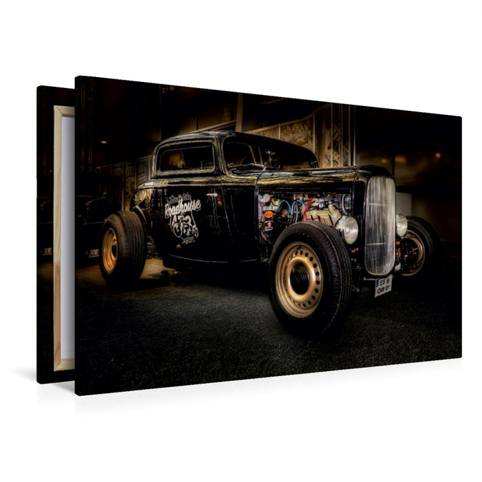 Premium Textil-Leinwand Premium Textil-Leinwand 120 cm x 80 cm quer Hot Rod - Motorshow Essen