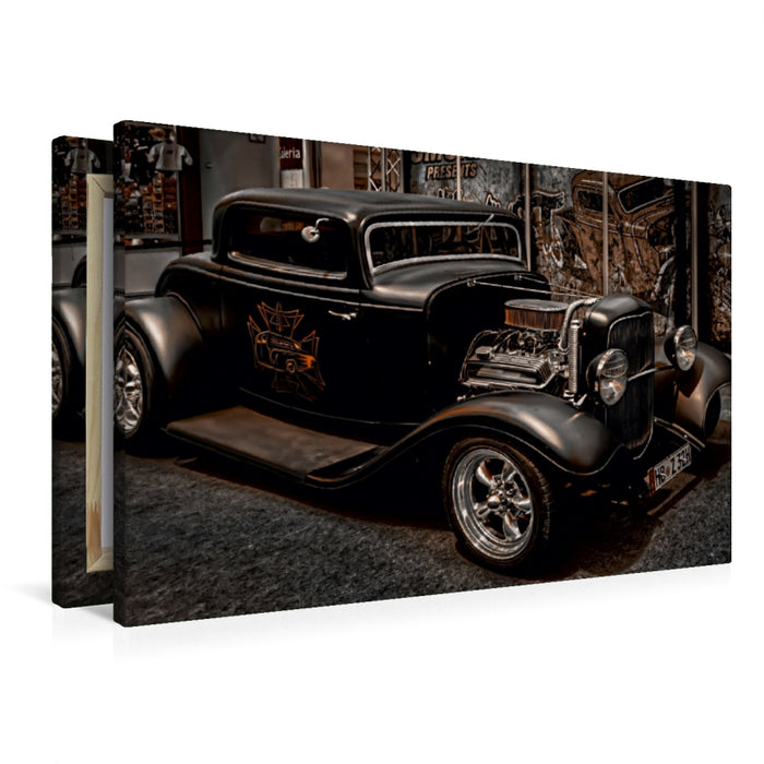 Premium Textil-Leinwand Premium Textil-Leinwand 90 cm x 60 cm quer Hot Rod - Motorshow Essen