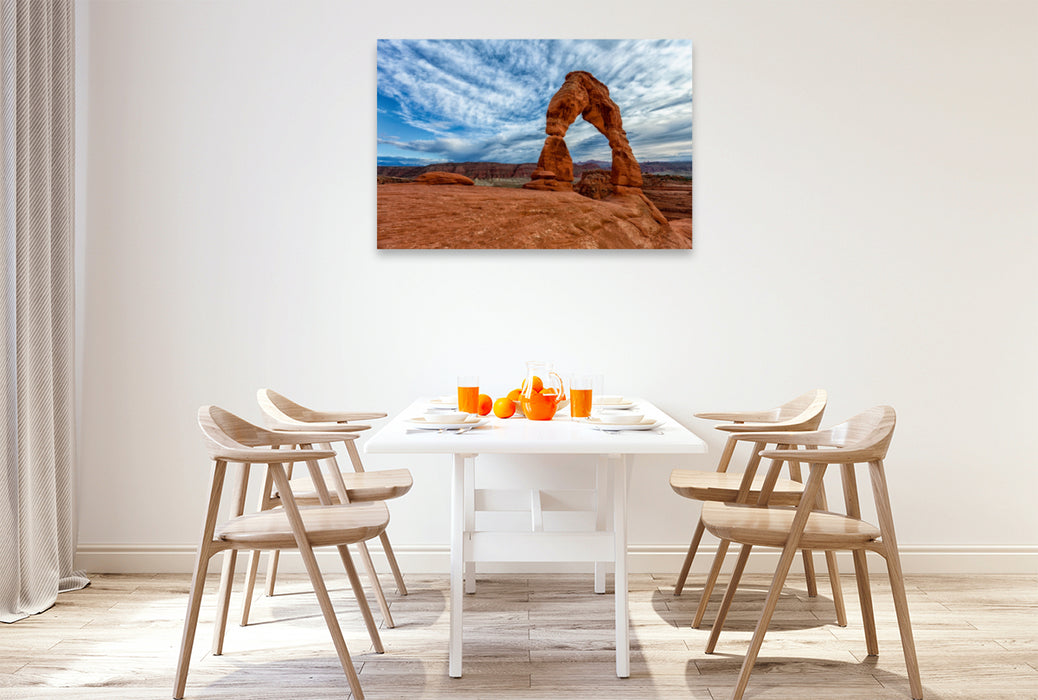 Premium Textil-Leinwand Premium Textil-Leinwand 120 cm x 80 cm quer Delicate Arch, Arches Nationalpark, Utah