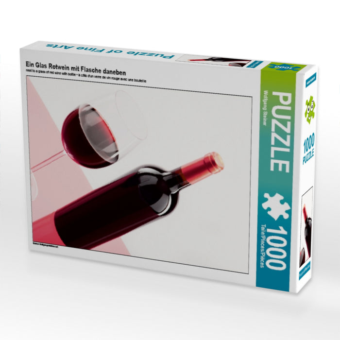 Ein Glas Rotwein mit Flasche daneben - CALVENDO Foto-Puzzle - calvendoverlag 35.99