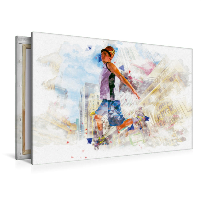 Premium Textil-Leinwand Premium Textil-Leinwand 120 cm x 80 cm quer Ein Motiv aus dem Kalender Basketball Art