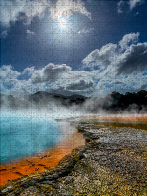 Heißer Dampf auf dem Champagnersee, Wai-O-Tapu. Neuseeland - CALVENDO Foto-Puzzle - calvendoverlag 29.99