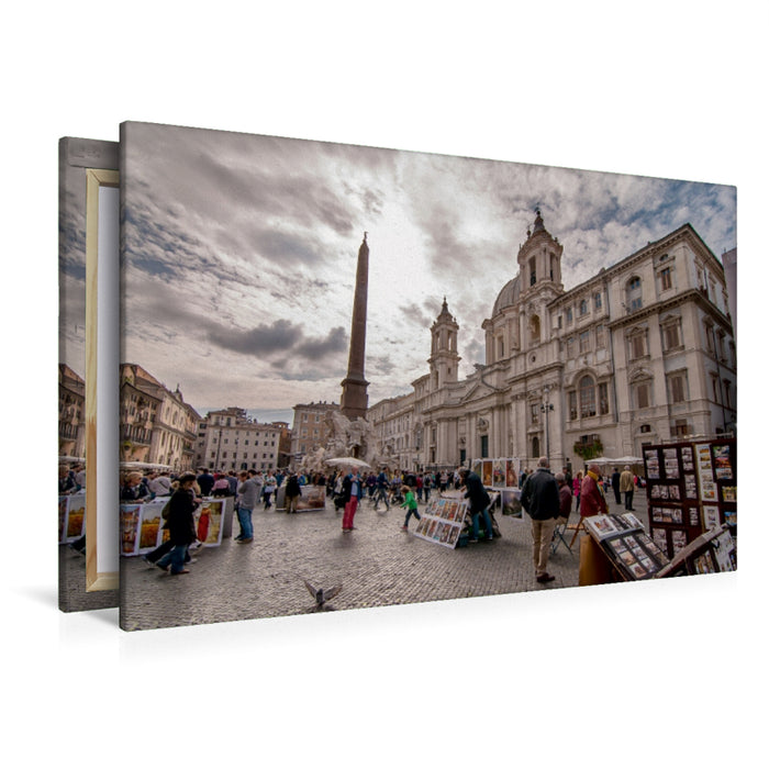 Premium Textil-Leinwand Premium Textil-Leinwand 120 cm x 80 cm quer Auf der Piazza Navona