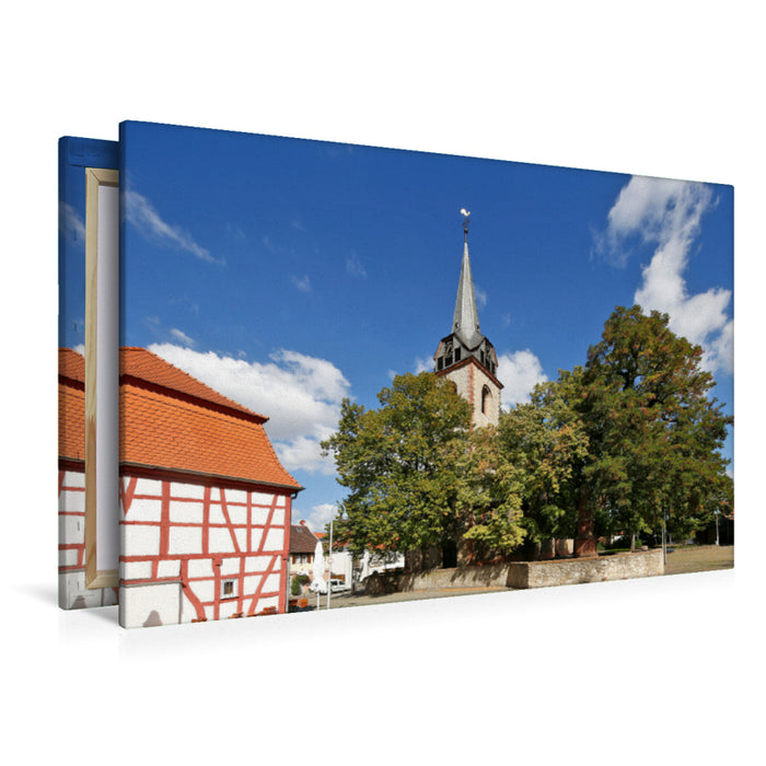 Premium Textil-Leinwand Premium Textil-Leinwand 120 cm x 80 cm quer Ein Motiv aus dem Kalender Flörsheim am Main vom Frankfurter Taxifahrer Petrus Bodenstaff