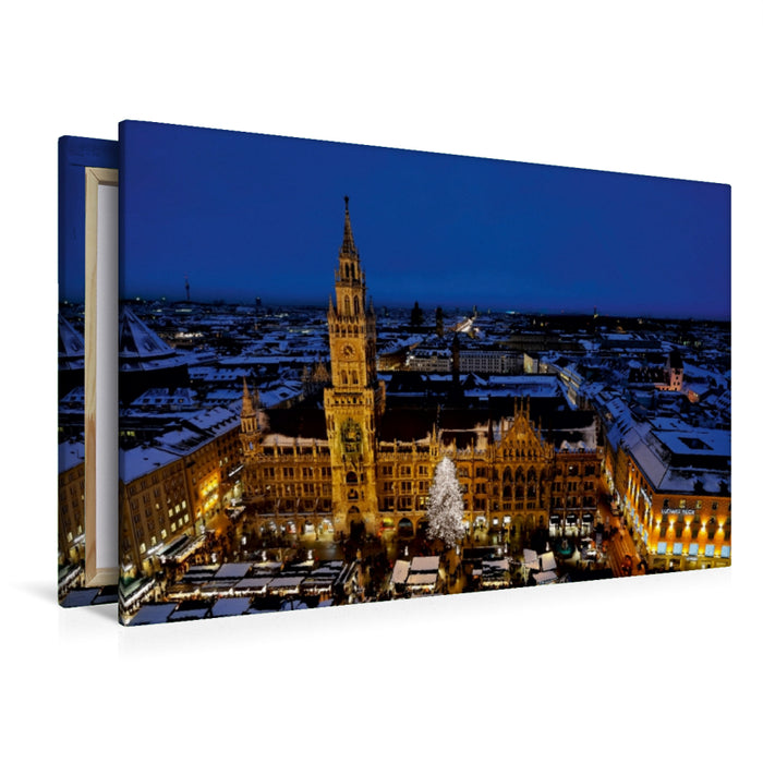 Premium Textil-Leinwand Premium Textil-Leinwand 120 cm x 80 cm quer Weihnachtsmarkt am Marienplatz