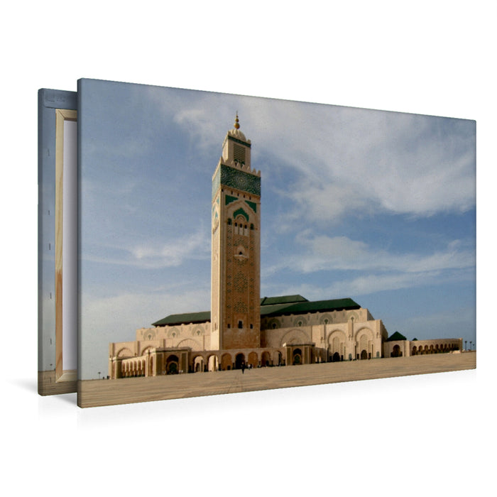 Premium Textil-Leinwand Premium Textil-Leinwand 120 cm x 80 cm quer Drittgrößte Moschée mit 200 m hohem Minarett, Casablanca