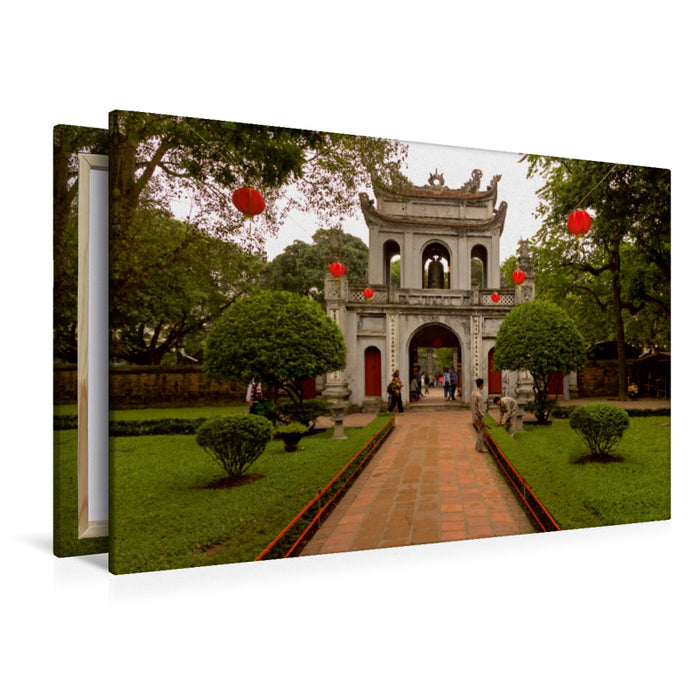Premium Textil-Leinwand Premium Textil-Leinwand 120 cm x 80 cm quer Der Tempel der Literatur in Hanoi