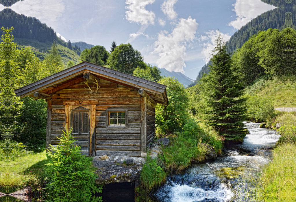 Premium textile canvas Premium textile canvas 75 cm x 50 cm landscape mountain landscape Schwarzachtal in Tyrol 