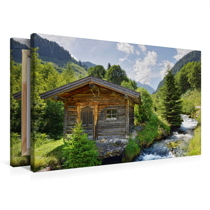 Premium textile canvas Premium textile canvas 75 cm x 50 cm landscape mountain landscape Schwarzachtal in Tyrol 