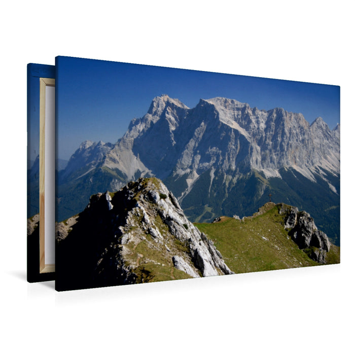 Toile textile haut de gamme Toile textile haut de gamme 120 cm x 80 cm paysage Grubigstein et Zugspitze 