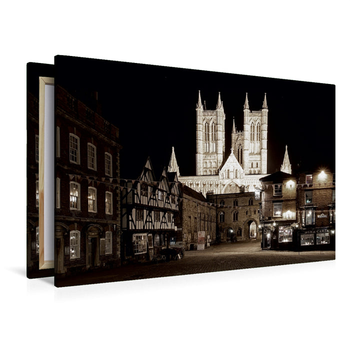 Premium Textil-Leinwand Premium Textil-Leinwand 120 cm x 80 cm quer Mittelalterliche Kathedrale in Lincoln
