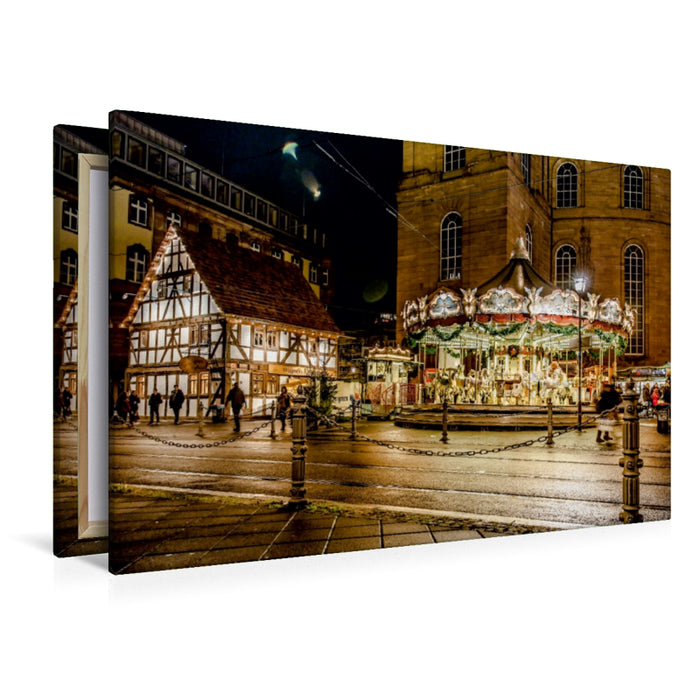 Premium Textil-Leinwand Premium Textil-Leinwand 120 cm x 80 cm quer Weihnachtsmarkt