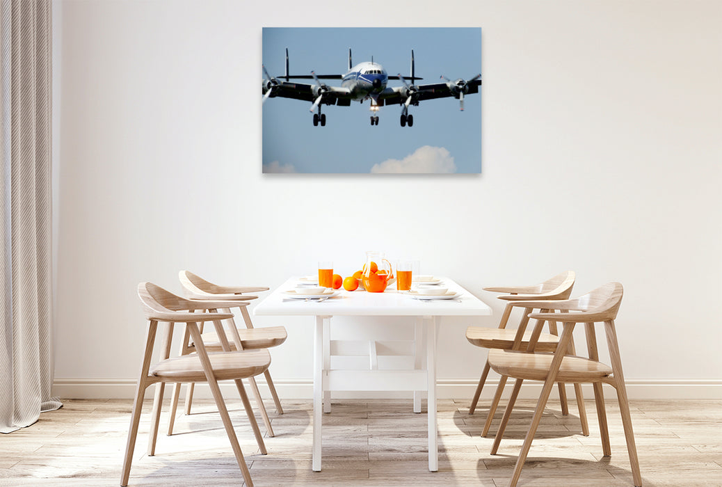 Premium Textil-Leinwand Premium Textil-Leinwand 120 cm x 80 cm quer Lockheed Super Constellation im Endanflug auf den Speyerer Flugplatz