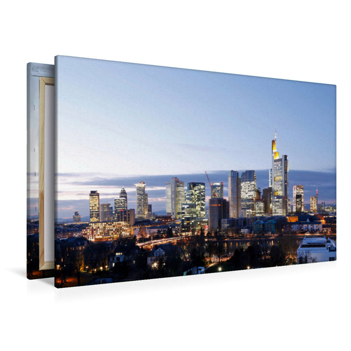 Premium Textil-Leinwand Premium Textil-Leinwand 120 cm x 80 cm quer Ein Motiv aus dem Kalender Frankfurt Skyline von Petrus Bodenstaff