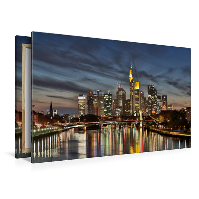 Premium Textil-Leinwand Premium Textil-Leinwand 120 cm x 80 cm quer Ein Motiv aus dem Kalender Frankfurt Skyline von Petrus Bodenstaff