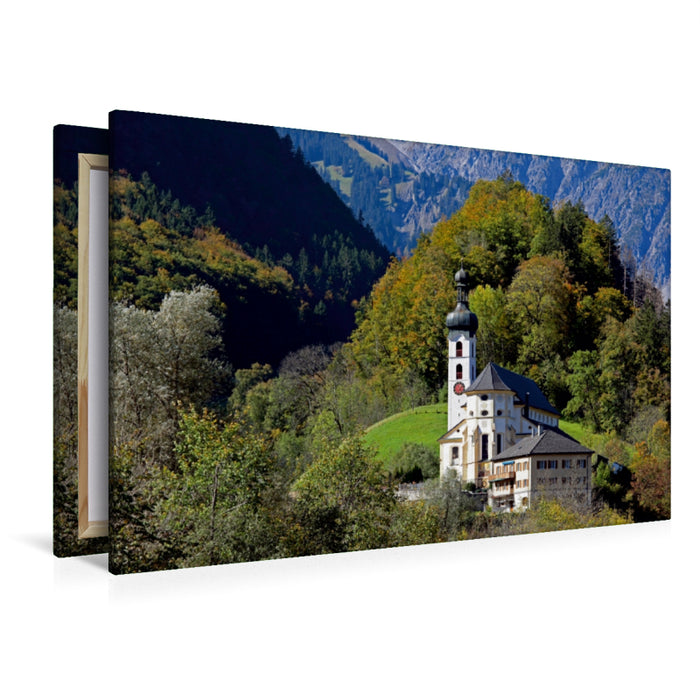 Premium Textil-Leinwand Premium Textil-Leinwand 120 cm x 80 cm quer Pfarrkirche Tschagguns