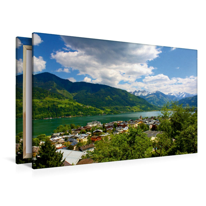 Premium Textil-Leinwand Premium Textil-Leinwand 120 cm x 80 cm quer Über den Dächern von Zell am See