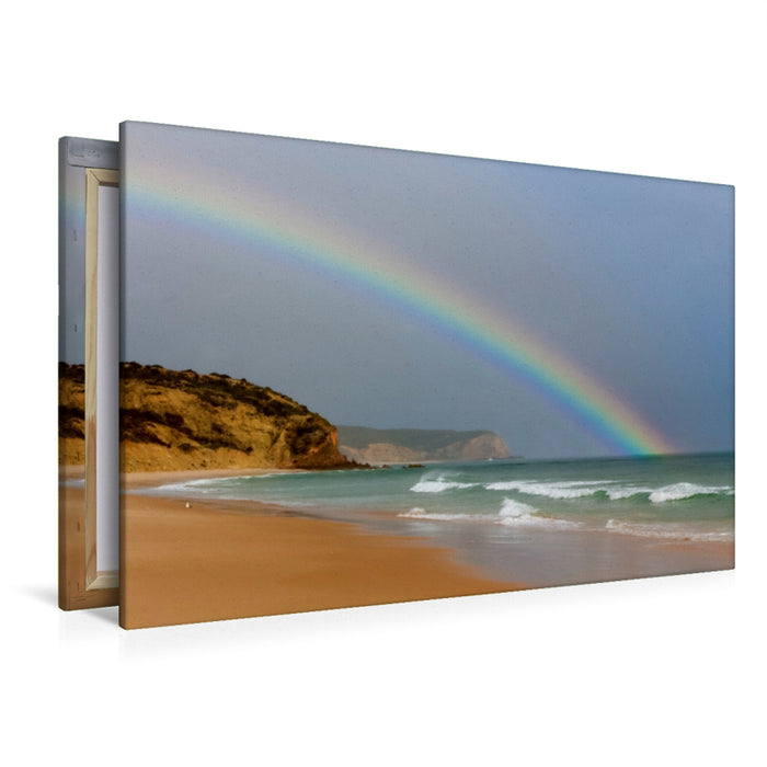 Premium Textil-Leinwand Premium Textil-Leinwand 120 cm x 80 cm quer Regenbogen am Strand von Luz