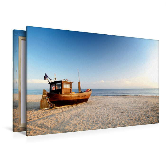 Premium Textil-Leinwand Premium Textil-Leinwand 120 cm x 80 cm quer Historischer Fischkutter (Ahlbeck, Usedom)