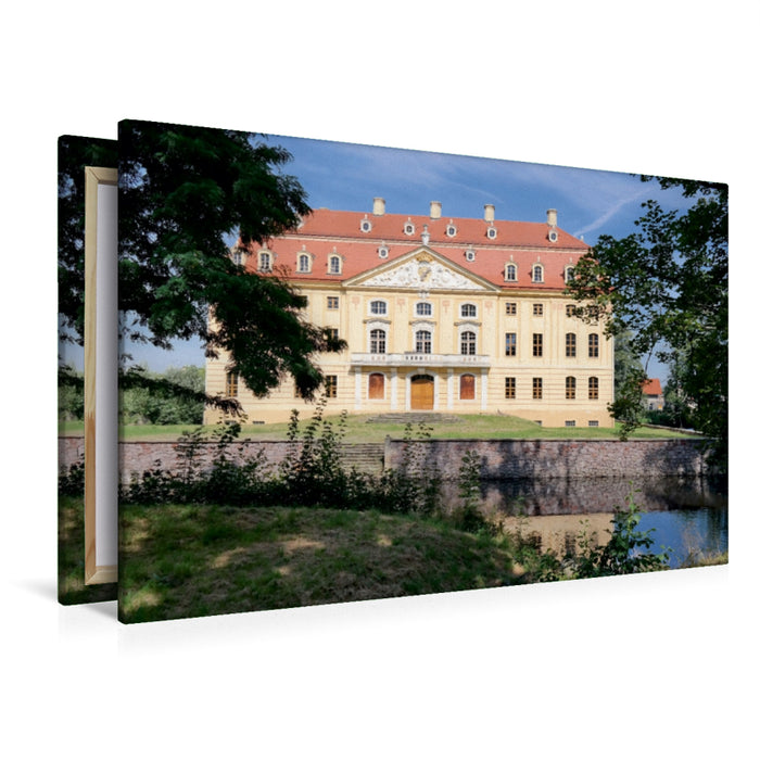 Premium Textil-Leinwand Premium Textil-Leinwand 120 cm x 80 cm quer Frontansicht des Barockschloss Wachau