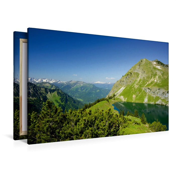 Premium Textil-Leinwand Premium Textil-Leinwand 120 cm x 80 cm quer Seealpsee, Allgäuer Alpen