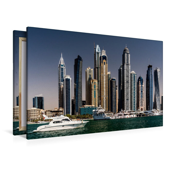 Premium Textil-Leinwand Premium Textil-Leinwand 120 cm x 80 cm quer Dubai Marina - Blick vom Meer
