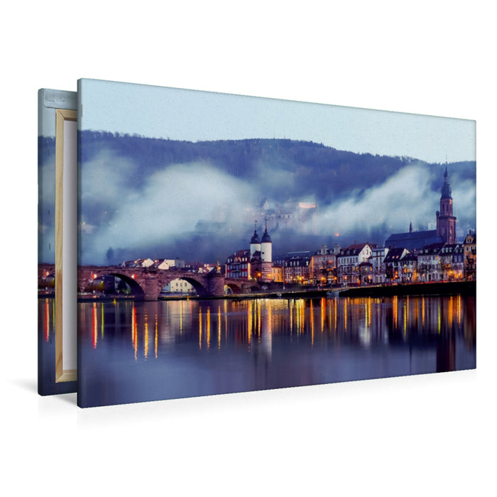 Premium Textil-Leinwand Premium Textil-Leinwand 120 cm x 80 cm quer Heidelberg - Altstadt im Nebel