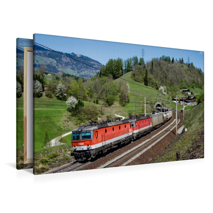 Premium Textil-Leinwand Premium Textil-Leinwand 120 cm x 80 cm quer Güterverkehr am Tauern