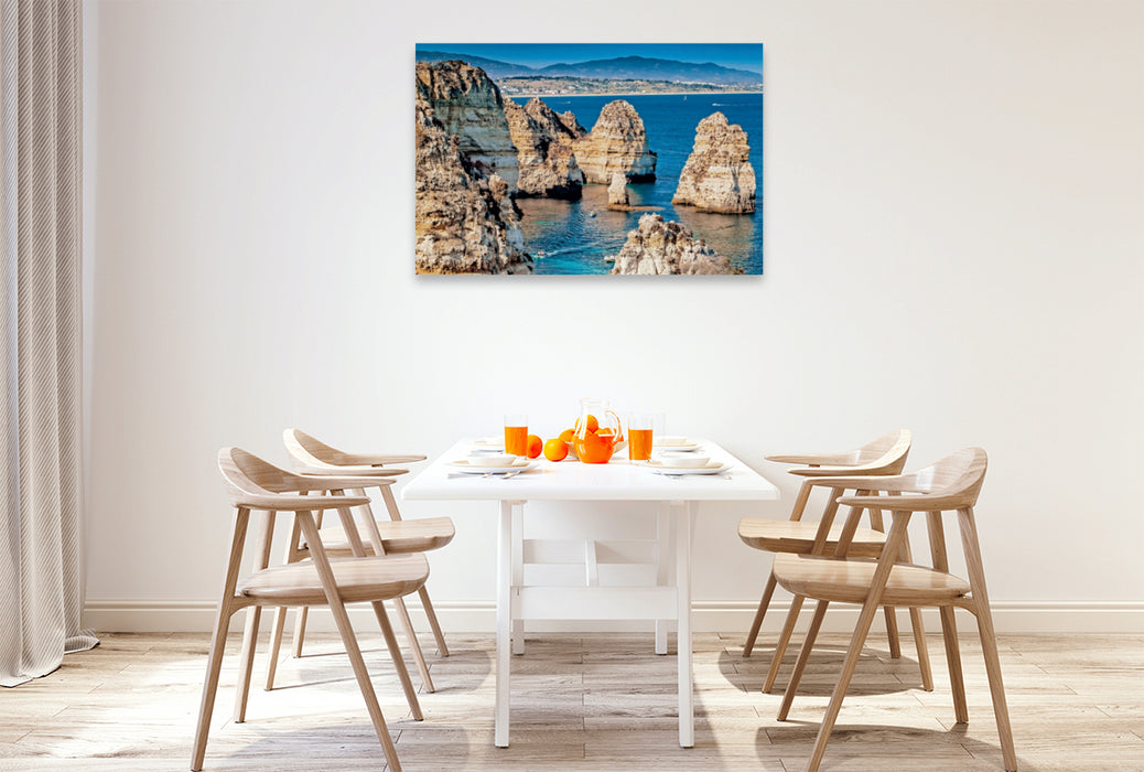 Toile textile haut de gamme Toile textile haut de gamme 120 cm x 80 cm Paysage Algarve chefs-d'œuvre de l'océan 