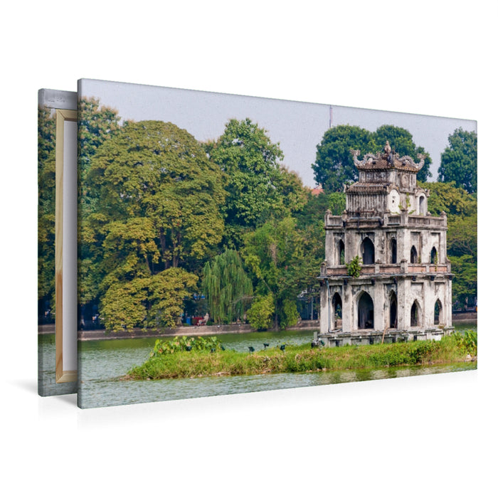Toile textile haut de gamme Toile textile haut de gamme 120 cm x 80 cm Pavillon des tortues paysager à Hanoï 