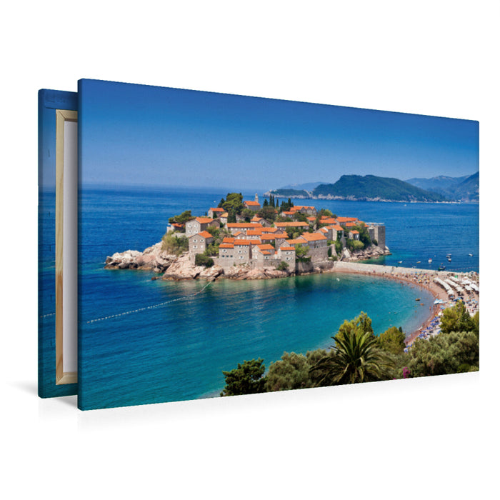 Toile textile haut de gamme Toile textile haut de gamme 120 cm x 80 cm paysage Sveti Stefan 