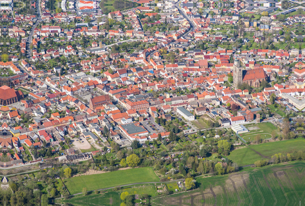 Premium textile canvas Premium textile canvas 120 cm x 80 cm across Jüterbog city center (aerial view) 