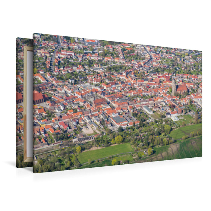 Premium Textil-Leinwand Premium Textil-Leinwand 120 cm x 80 cm quer Stadtzentrum Jüterbog (Luftbild)