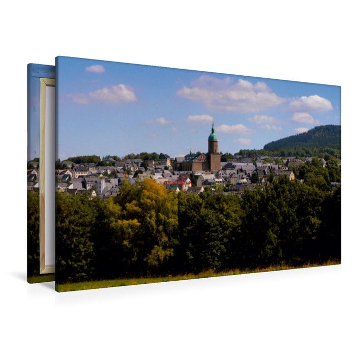 Premium Textil-Leinwand Premium Textil-Leinwand 120 cm x 80 cm quer Blick nach Annaberg