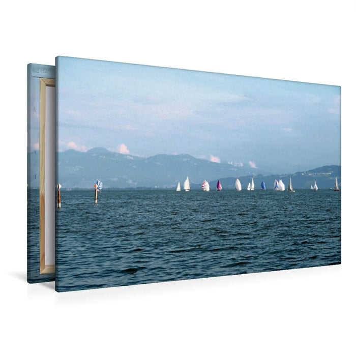 Premium Textil-Leinwand Premium Textil-Leinwand 120 cm x 80 cm quer Obersee Pokal Regatta